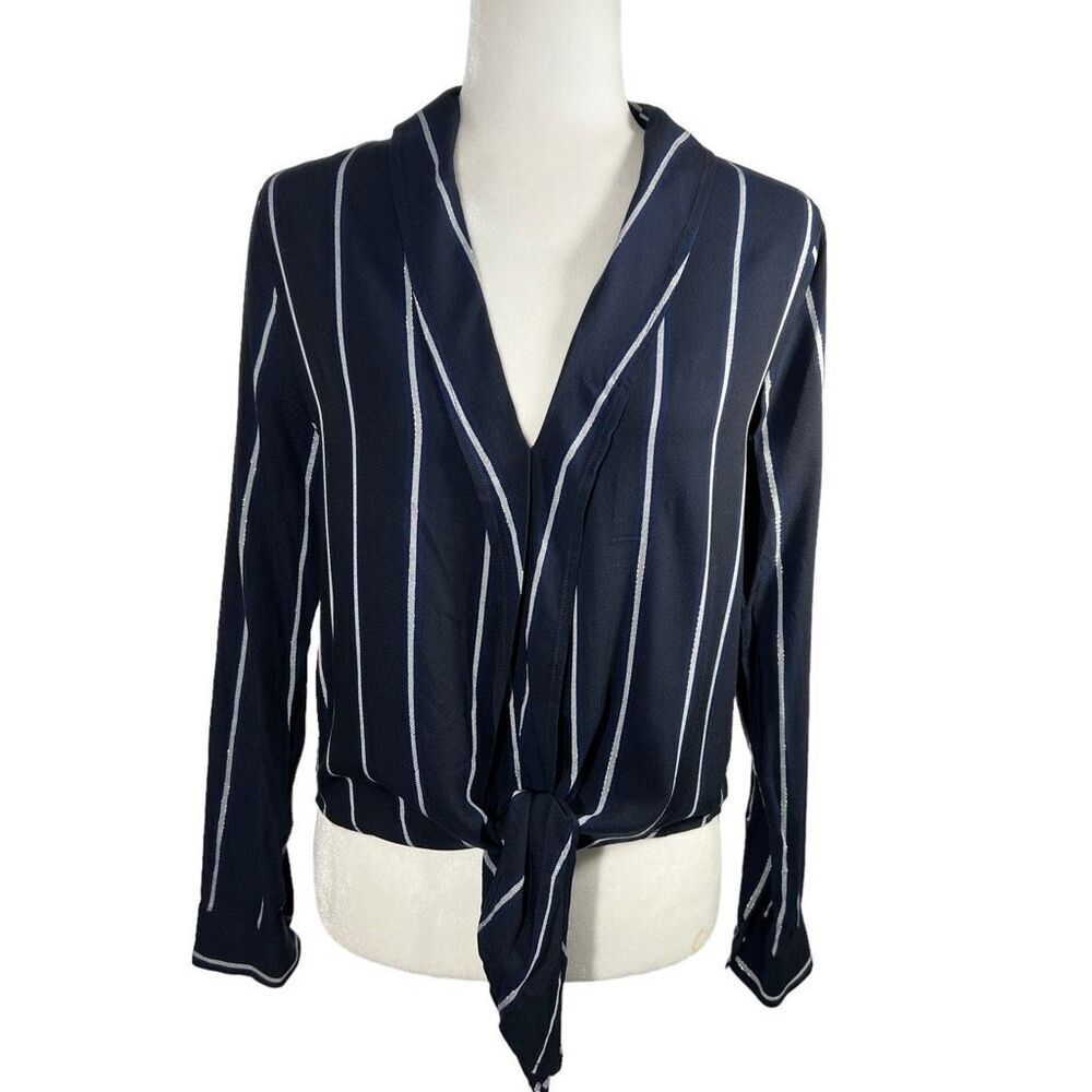 Rails Stripe Long Sleeve Blouse Small Navy Blue & White Womens  Ava Livorno